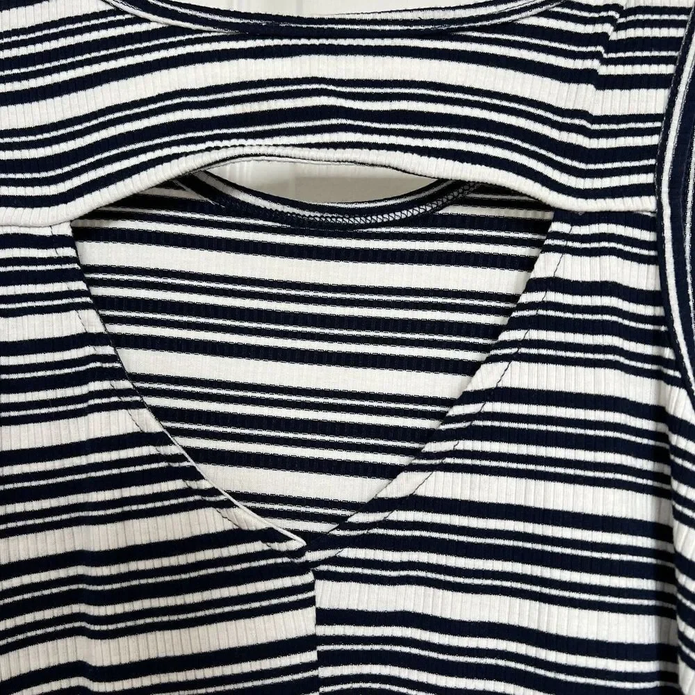 Le Lis Womens Tank Top Sleeveless Striped Cutout‎ S Black White